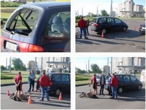 В Гродно велосипедист головой выбил стекло в минивене