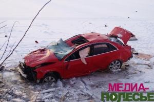 В Лунинце Audi съехала в кювет: погибли два человека